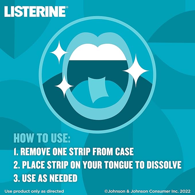Listerine Cool Mint PocketPaks Portable Breath Strips for Bad Breath, Fresh Breath Strips to Kill 99% of Bad Breath Germs* On-The-Go, Cool Mint Flavor, 72 Per Pack (3x24) - (Pack of 6)