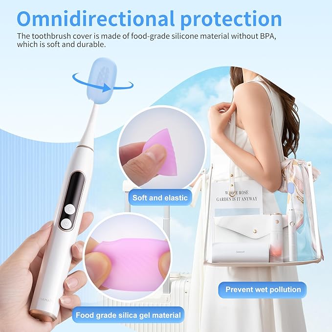 6 Pcs Toothbrush Covers Toothbrush Covers Caps，Replaceable Electric Toothbrush Head Cover Silicone Toothbrush Protector Cap for Household Travel, Bathroom, Gym，Camping