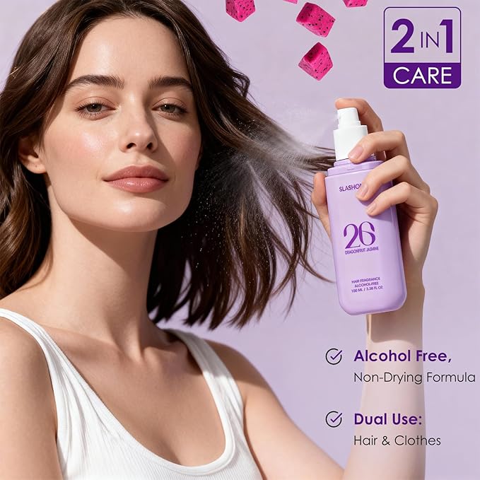 Hair Perfume for Women & Men, Alcohol-Free Dragonfruit Jasmine Hair & Body Mist, Lightweight Long-Lasting Fragrance Mist for Hair, Body & Fabric, Birthday & Valentine’s Day Gift, 100ml / 3.38 fl oz