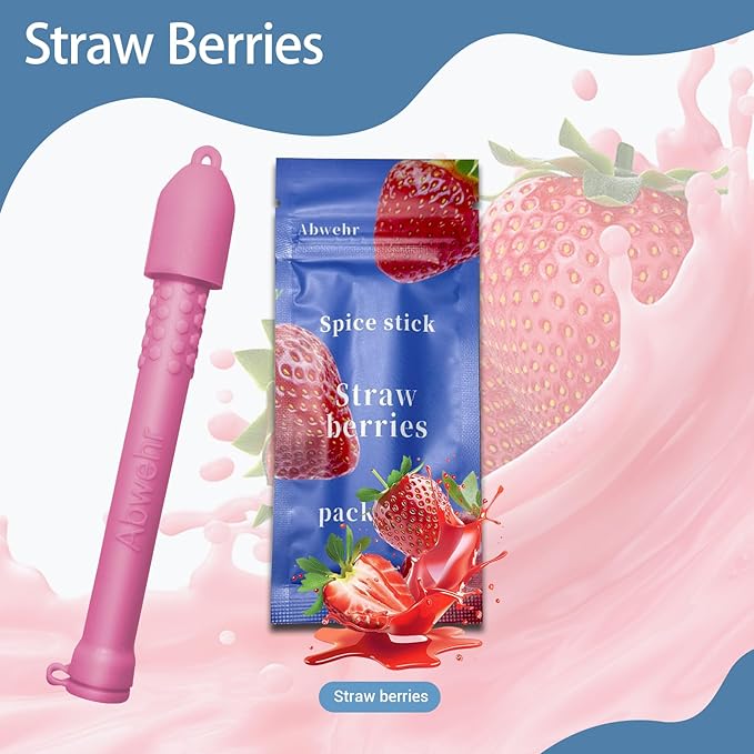 Essentials Oil Aromatherapy Sticks, Fresh Breath Oral Fixation Aid, Calming Chewable Alternative for Smoke & Pen Biting Habits（Strawberry）