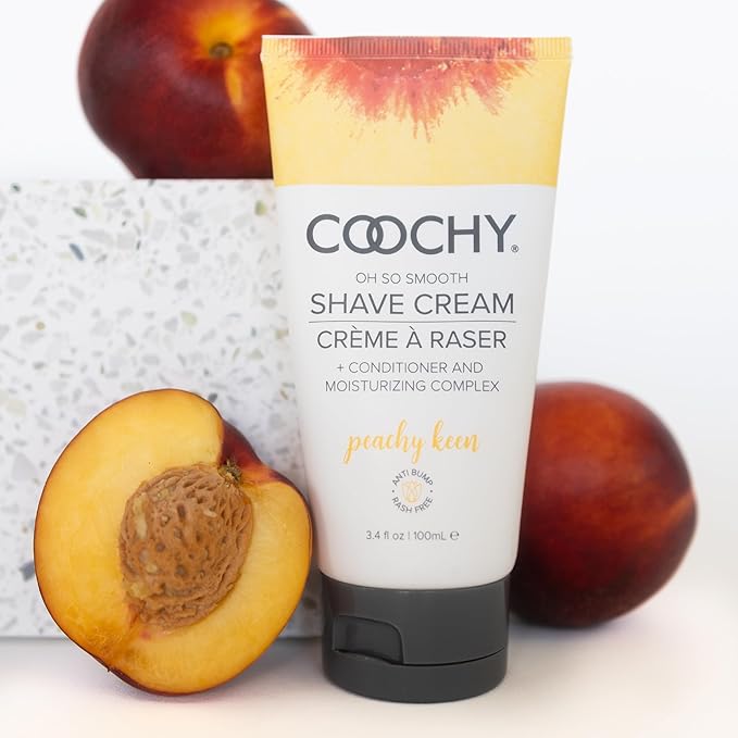 Coochy Shave Cream - Moisturizing Shave Lotion - Gentle Intimate Shaving Cream - For Bikini Area, Underarms, Legs & More - Rash-Free, Hydrating Formula - Peachy Keen, 32 oz