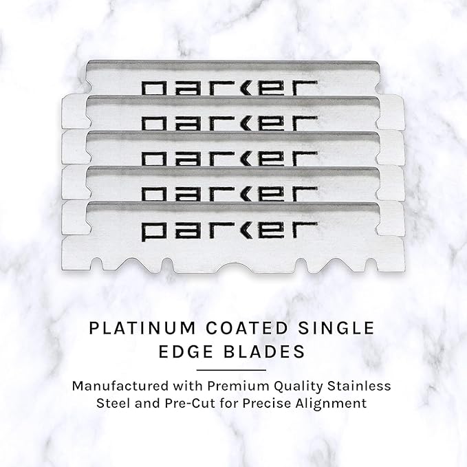 Parker SRW Professional Stainless Steel Barber Razor with 100 Premium Blades – Replaceable Blade Straight Razor for Precision Grooming, Men’s Shaving & Barbershop Use | Iconic Brand