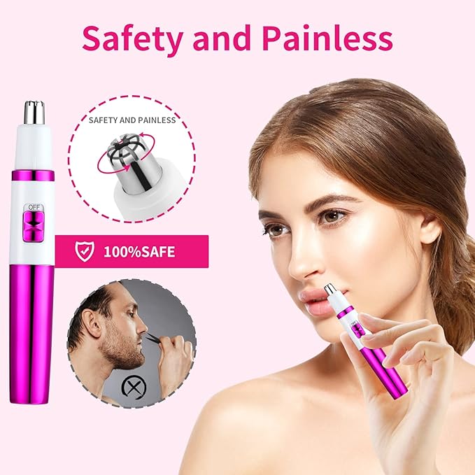 AREYZIN Nose Hiar Trimmer for Women,Ladies Painless Nose Trimmer Women,Eyebrow Facial Ear Hair Trimmer Hair Clippers Professional, Waterproof, Dual-Edge Blade, Purple
