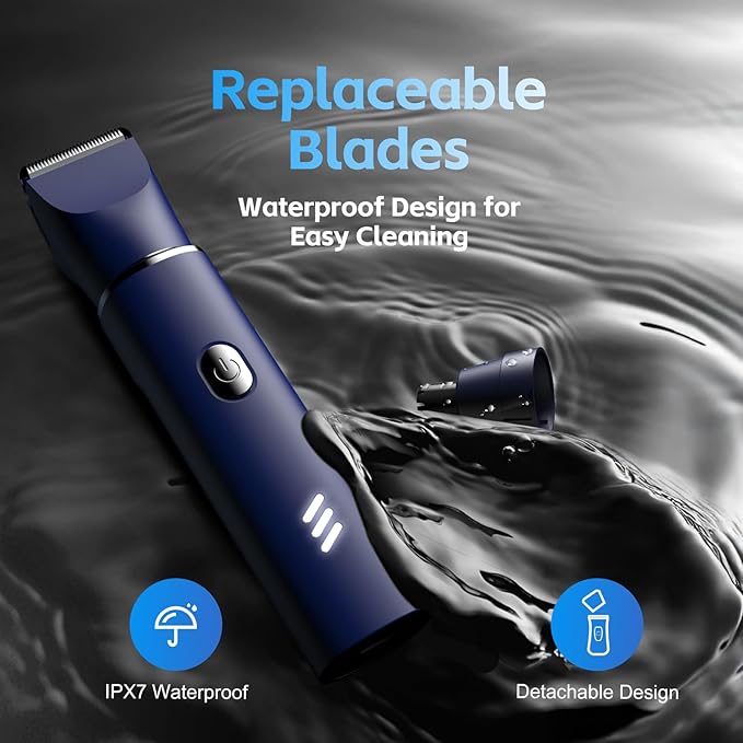 Electric Razor for Men: Manscape Body Trimmer for Mens Gifts, Electric shavers, IPX7 Waterproof, USB-Rechargeable,Replaceable Blade, Blue