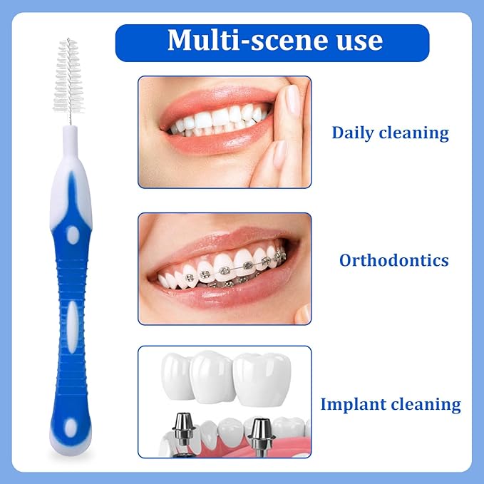 interdental brushes, Soft Dental Brush for Teeth Cleaning dental floss picks|teeth cleaning tools| interdental brushes between teeth soft bristle toothpicks for removing dental plaque (6PCS, Blue)
