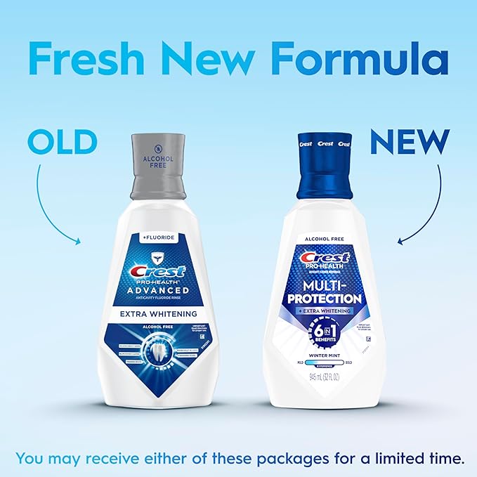 Crest Pro-Health Advanced Mouthwash, Alcohol Free, Extra Whitening, Energizing Mint Flavor, 2x946mL (32 fl oz)