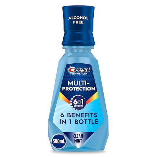 Crest Pro-Health Advanced Multi-Protection Mouthwash, Alcohol Free Mouthwash, Fresh Mint, 500 mL (16.9 Fl Oz), Pack of 4, Crest Mouthwash, Flouride Mouthwash