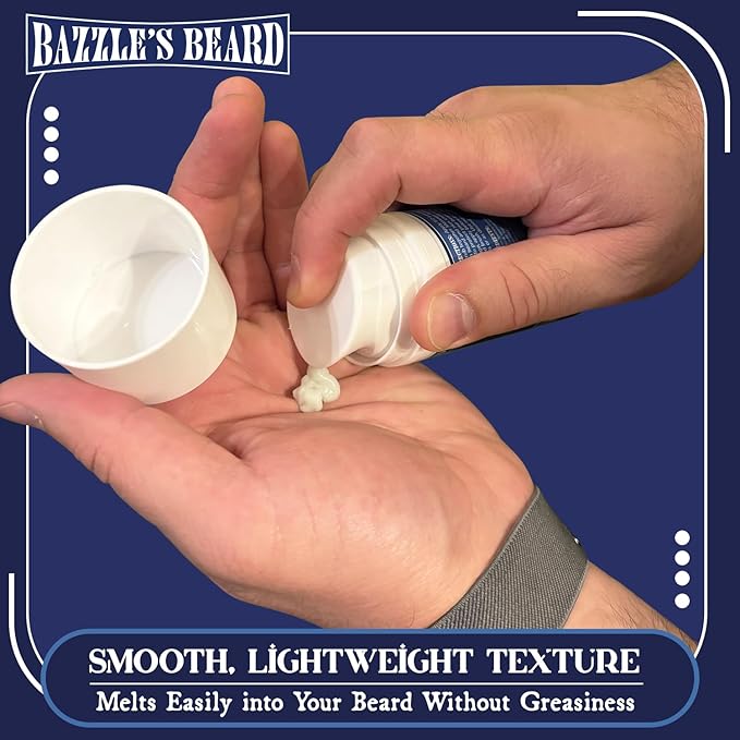 Bazzle's Beard Balm – Gentle Hold & Soft Texture Beard Growth Kit for Men Infused with Shea, Jojoba & Biotin for Healthy Hair Growth & Hydration, Ideal Mustache Care Product for Nourishing Facial Hair