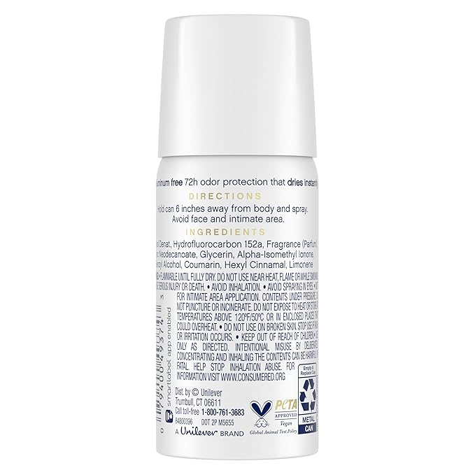 Dove Aluminum-Free Deodorant, Travel-Size Spray 6-Pack – Cucumber & Green Tea, 1.1 Oz Ea