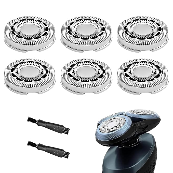 SH60 Replacement Head Series 6000 Compatible with Philips Norelco 6000 Replacement Heads Blades Shaver Razors for Philips Norelco Series 6000 Replacement Heads, for S6880/81 S6810/82 S6850/85, 6 Pack
