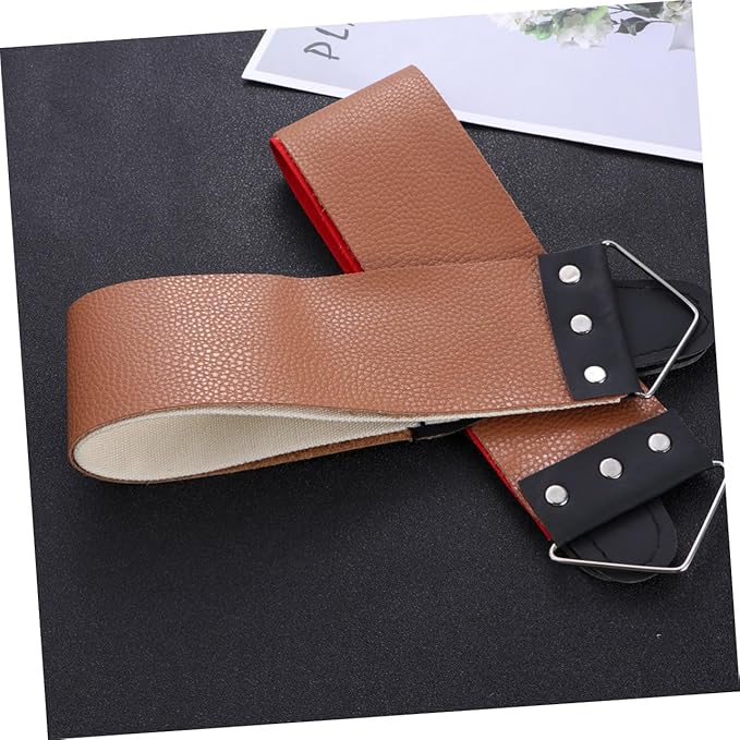 2pcs Leather Strop for Razor Sharpening Double Layer Genuine Cowhide Grinding Cloth for Straight Razors Knives and Scissors Random