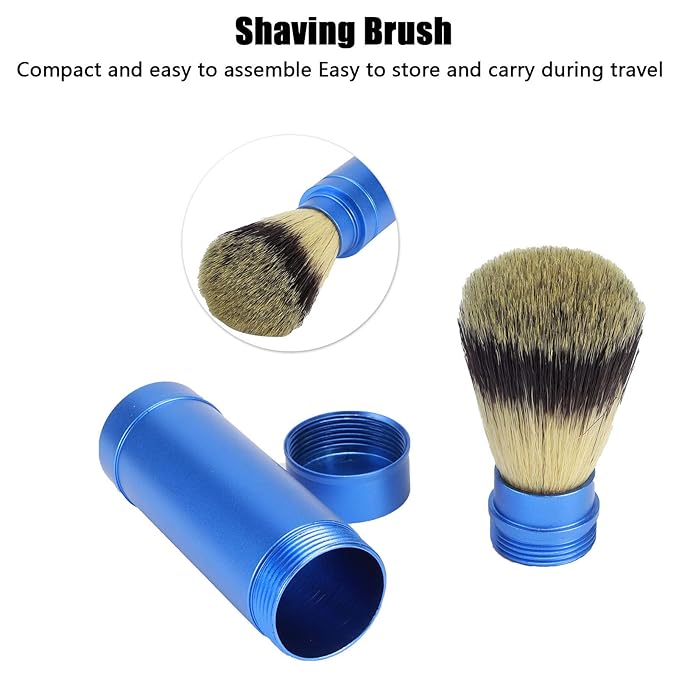 2PCS Travel Shaving Brush, Badger Hair Shaving Brush Aluminum Portable Facial Foaming Grooming Tool for Men Shave Beard Bathroom Supplies