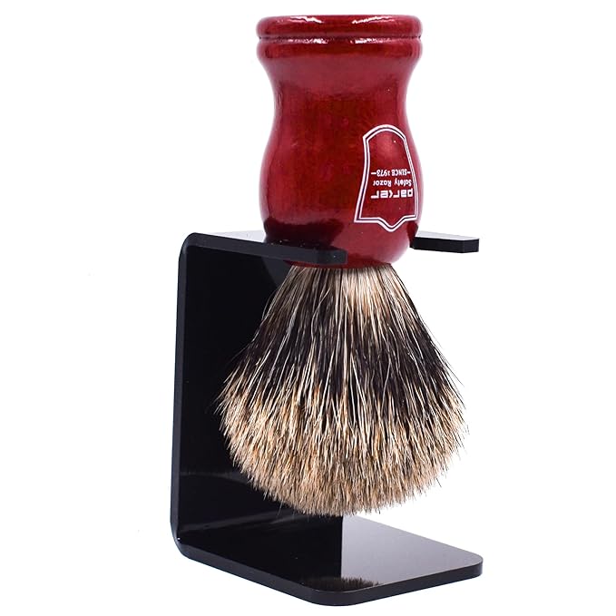 Parker Premium Handmade “Long‑Loft” 3‑Band Pure Badger Shaving Brush with Rosewood Handle & Stand – Dense 22 mm Knot for Luxurious Lathering