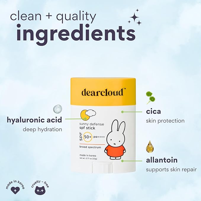 Miffy Sunny Defense Sun Stick SPF 50+ PA++++ – Korean Sunscreen for Face & Travel Size (.77 oz)