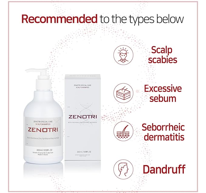 Biotin and Zinc Pyrithione Shampoo - Combats Itching, Dandruff, Seborrhoeic Dermatitis & Sebum Buildup | Scalp Care Solution | 300ml 10 oz
