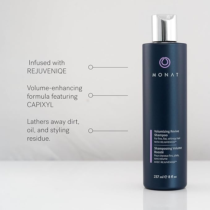 MONAT Volumizing Shampoo & Conditioner Set Infused with REJUVENIQE – Lightweight Care for Fine, Flat Hair – Enhances Volume, Adds Softness and Shine – Net Wt. 237 ml (8 fl. oz.) & 177 ml (6 fl. oz.)