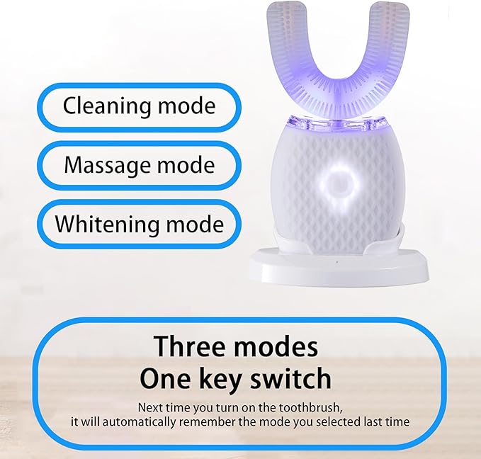 Ultrasonic Toothbrush for Adults - Automatic Electric Toothbrush Rechargeable Portable 30'' Automatic Timer Wireless Charging Washable Travel Home Dual-use (White)