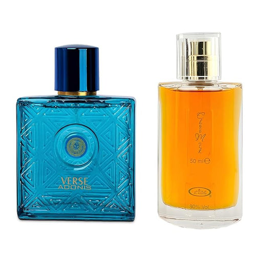 Verse Adonis&Choco Musk Combo Men Cologne 3.4 Fl. Oz Men's Perfume Refreshing Combination of Woody Floral & Fruity Scents Eau De Parfum for Men Lasts All Day Best Gift for Any Occasion