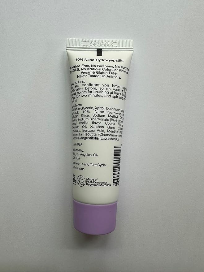 ELIMS Travel Size 10% Nano-Hydroxyapatite Toothpaste Fluoride Free - Xylitol Remineralizing Toothpaste for Whitening Sensitive Teeth - Lavender Vanilla Mint Toothpaste for Adults & Kids 1oz