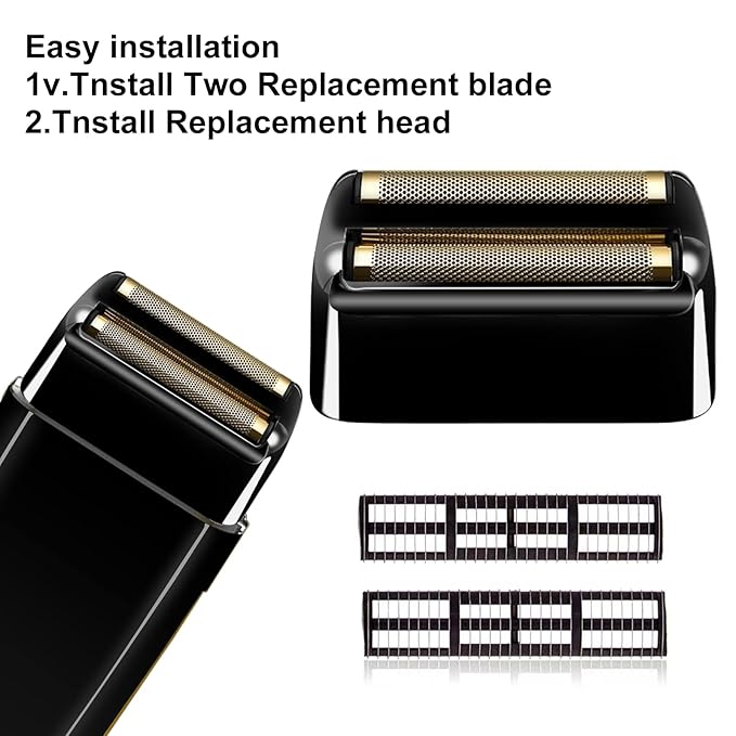 Black Replacement blades Foil and Cutters Compatible with BaBylissPRO Barberology FXFS2 Shaver foil Replacement Heads(1 pack ）