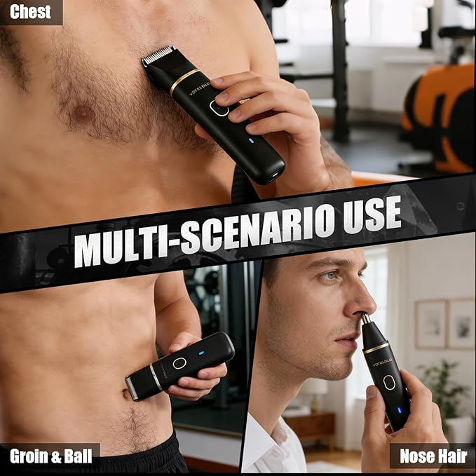 Manscape Body Hair Trimmer for Men, 2-in-1 Pubic Shaver with Ceramic Blade, Replaceable Heads Ball Razors with USB Fast Charging, 90 Minutes Shaving, Ideal Valentine or Birthday Gift