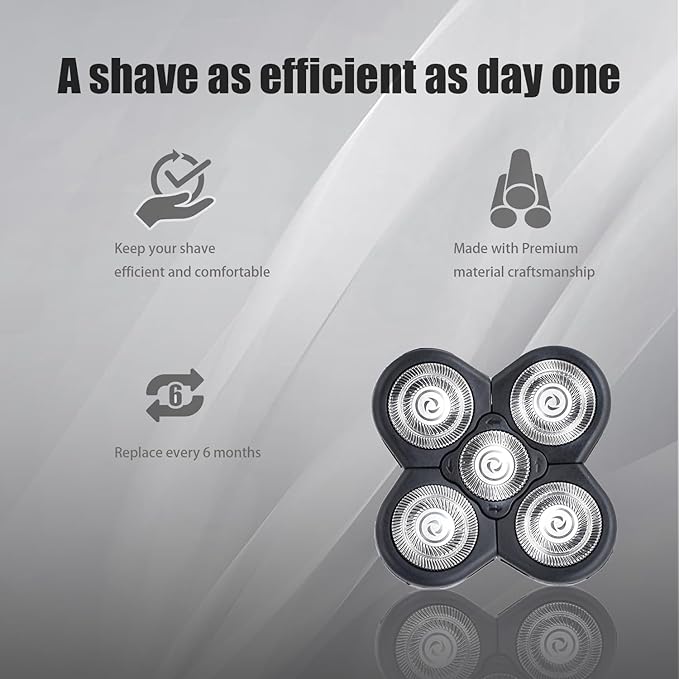 3 Pack Blades Refills Compatible with Freebird Shaver, 5 Blades Shaver Replacement Head for Bald Men, Electric Razor Replacement Heads for Freedom Grooming with 3 Cleaning Brush