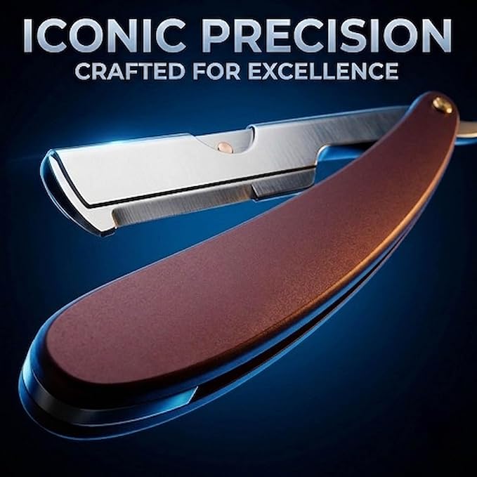Professional straight razors for men, Stainless Steel straight edge razor for barber - Beard blade Barber Razor with Walnut Wood Handle, Shaving Razor & Beard blade line up razor for Men's
