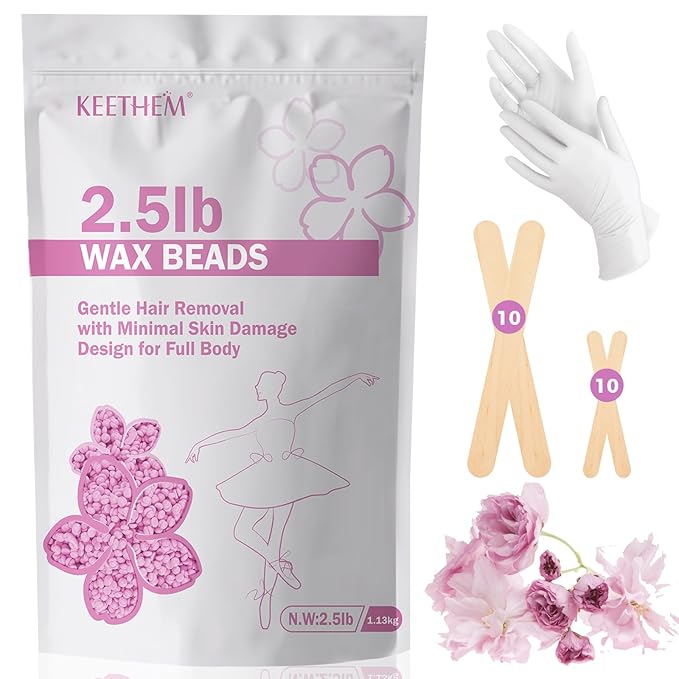 2.5lb Wax Beads, Hard Wax Beads for Coarse Hair Removal and Sensitive Skin- Waxing Beads for Women Men - Hard Wax Recommended for Full Body Bikini Brazilian Waxing (Cherry)