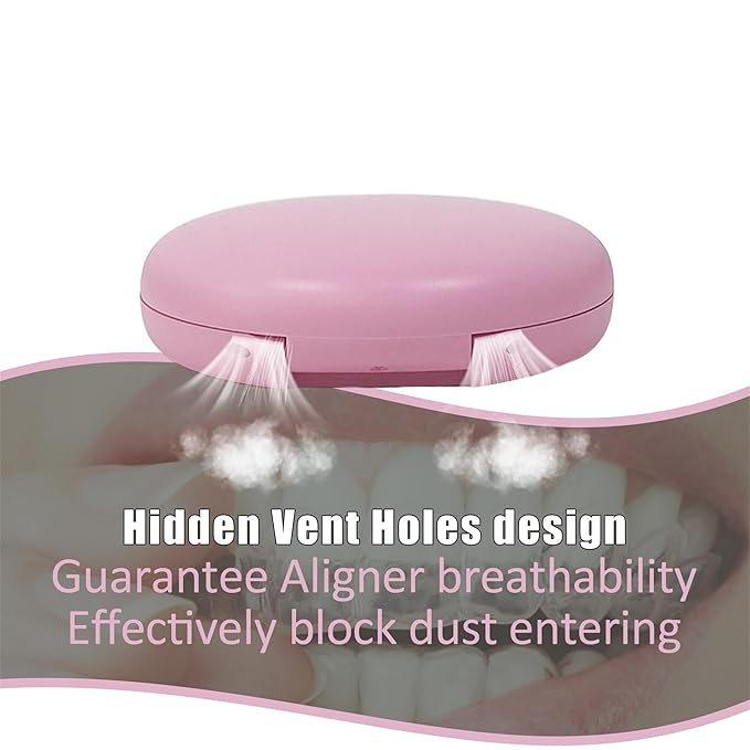 2PCS Retainer Case Compatible with Invisalign,Cute Slim Aligner Case,Customized Magnetic Closure Orthodontic Retainer Cases (1PC Pink Purple + 1PC Black Cyan)