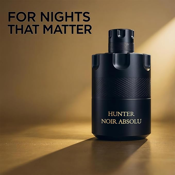 Men's Cologne Eau De Parfume Natural Spray Hunter Noir Absolu Perfume with Woody Floral & Fruity Masculine Scent 3.4 Fluid Ounce Long Lasting Fragrance