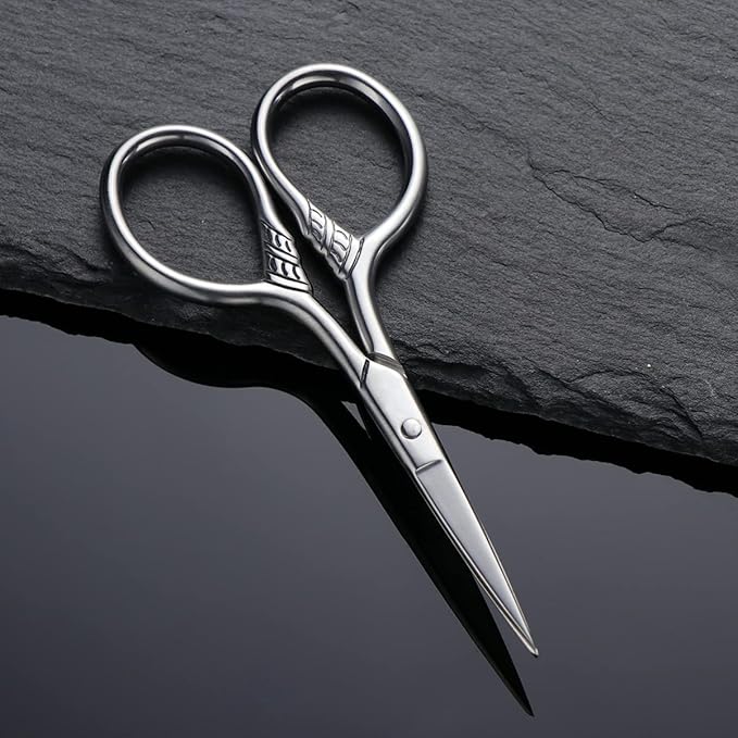 Frcolor Beard Mustache Scissors Stainless Steel Mustache Trimming Shear Men Beard Scissors for Facial Body