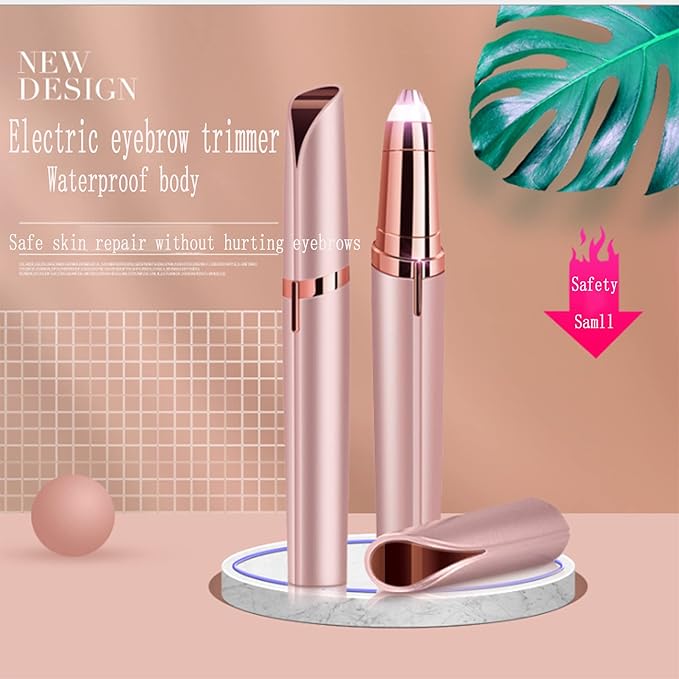 Portable USB Rechargeable Electric Eyebrow Hair Trimmer for Women - Precision Trimmer with Light, Painless Precision - Eyebrow Hair Remover for Face, Lip, Hand, Leg, etc. (Pink, Multi-color)