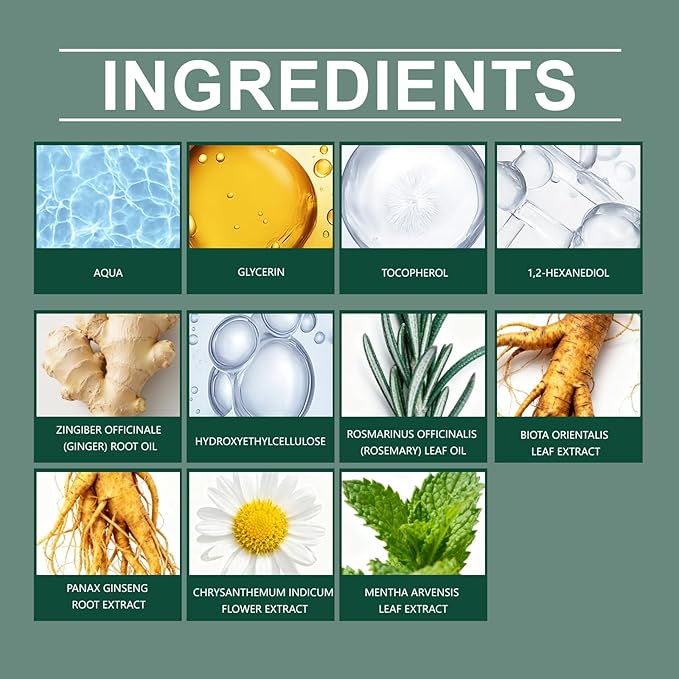 20g Hair Growth Serum for Thinning Hair – Scalp Treatment with Rosemary & Ginseng to Reduce Hair Loss, Strengthen Roots, and Promote Fuller, Healthier-Looking Hair