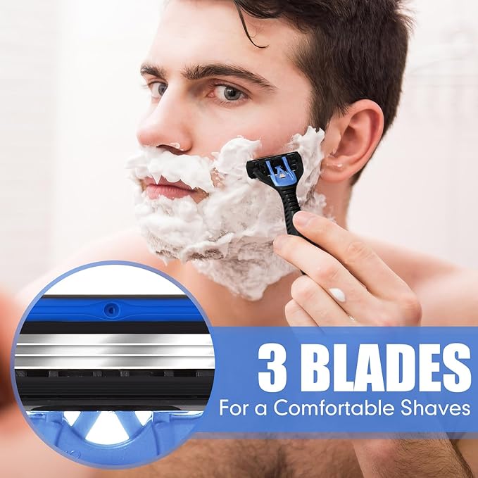 36 Pcs Men's Disposable Razors Bulk 3 Blade Disposable Head Razor for Sensitive Skin for a Smooth, Comfortable Shave