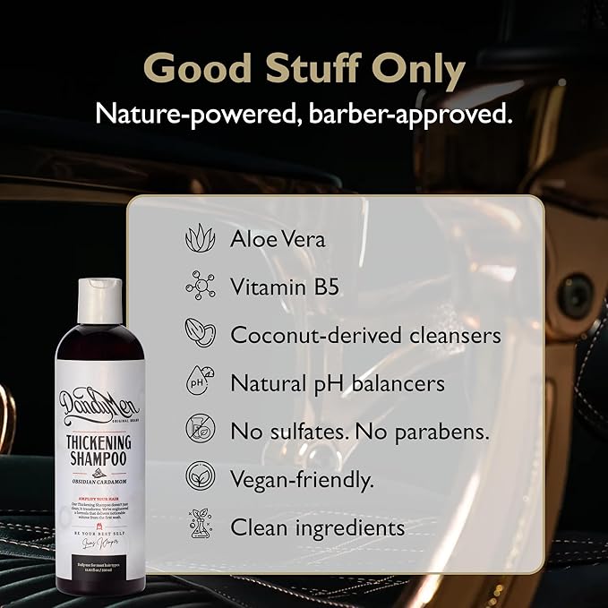 Thickening Shampoo – Volumizing and Strengthening Formula with Aloe Vera & Pro-Vitamin B5 11.83 oz (1-pack, Obsidian Cardamom)