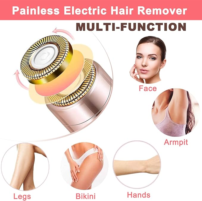 Facial Hair Remover, Removal Shaver for Women, Rosarden USB Rechargeable IPX6 Waterproof Eyebrow Face Razor Trimmer for Lips, Body, Arms, Mustaches, Fuzz and Chin (Blue)