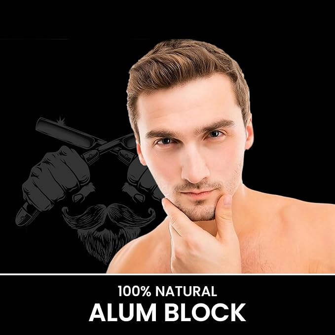 Alum Block for Shaving - Premium Quality | Razor Burn Relief & Skin Soothing Aftershave in Durable Plastic Case | Pack of 3