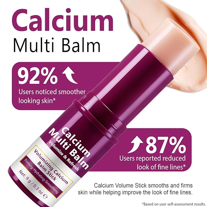 Calcium Volume Multi Balm Stick– Moisturizing Face Balm with Collagen & Vitamin E – Hydrating Skincare Stick for Eyes, Neck & Lips – Smooth Texture, Dewy Finish, Suitable for All Skin Types