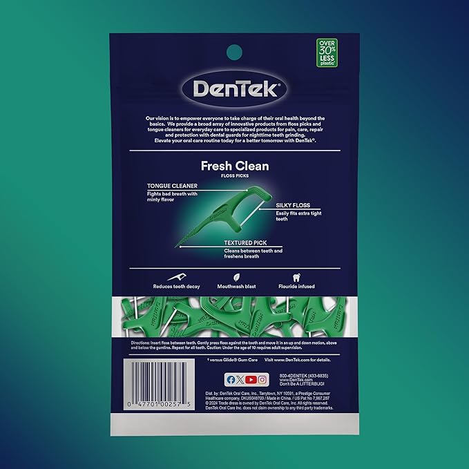 DenTek Fresh Clean Floss Picks, For Extra Tight Teeth, 75 Count
