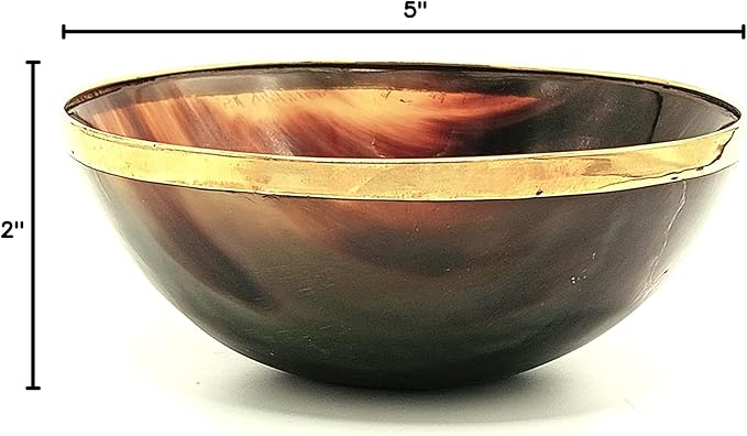 Shaving,Serving & Decorative Bowl with Brass Rim, Hand Crafted Natural Yak Horn Shaving Soap Bowl | Serving Bowl |Decorative Bowl for holding small jewelry Gift for mother, father,Husband