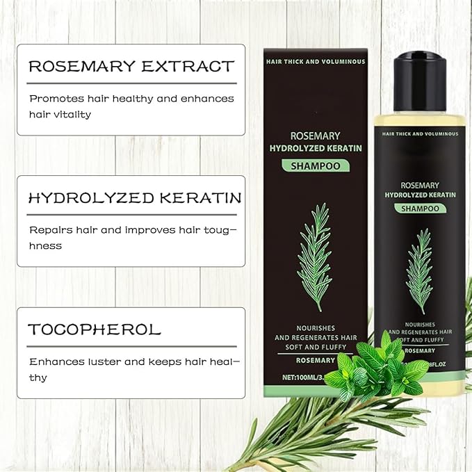 Rosemary Hydrolyzed Keratin Shampoo,Rosemary Hair Shampoo For Nourishing Strengthening Hair For Men & Women (1*Shampoo1*Oil1* CONDITIONER)