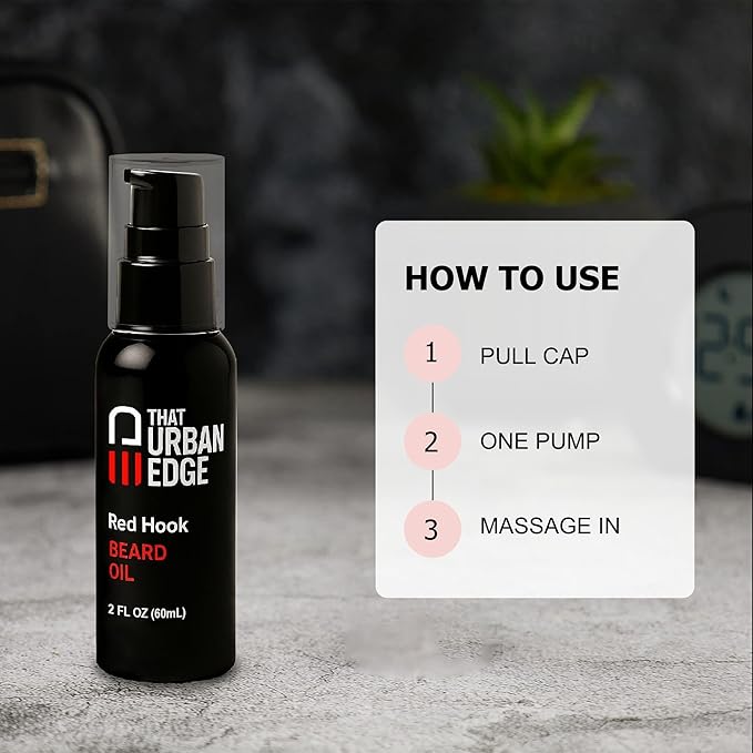 That Urban Edge Beard Oil | Ideal for Black & Latino Men | Moisturizing Conditioner with Jojoba Coconut & Grapeseed Oils | Helps Reduce Dryness, Itch & Flakes | Lightweight, Non-Greasy Shine | 2 Fl Oz