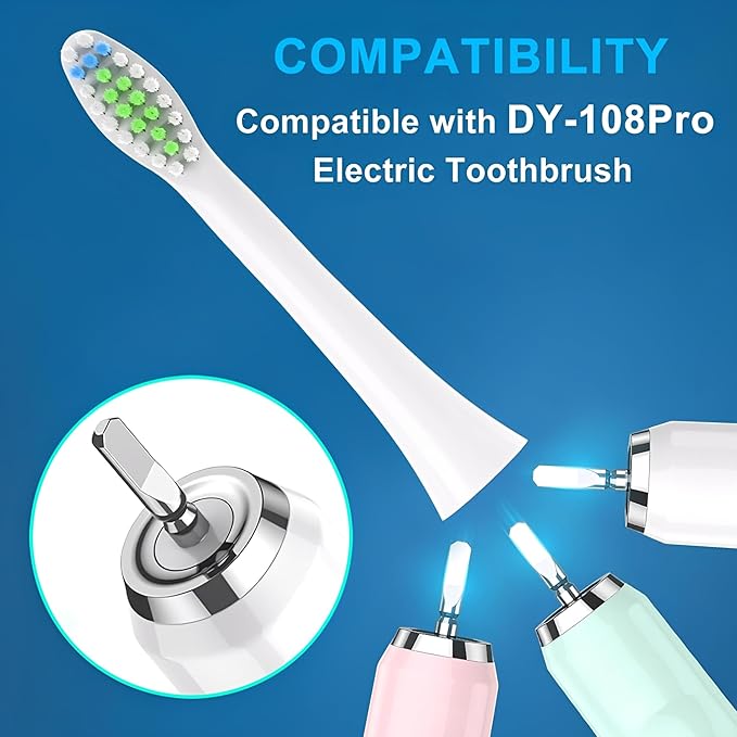 Replacement Toothbrush Heads for COSLUS DY-108Pro Electric Toothbrush,Sonic Electric Toothbrush with Covers(White)