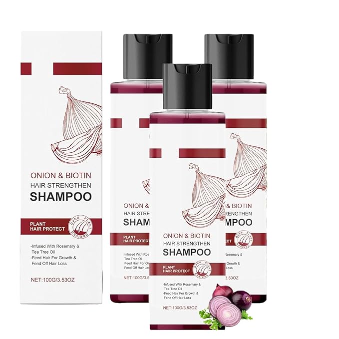Onion & Biotin Hair Growth Shampoo, Infused With Rosemary Tea Tree Oil, Hair Growth Shampoo for Thinning Hair, Hair Loss and Thinning Hair, Support Hair Regrowth For Women Men (3 PCS)