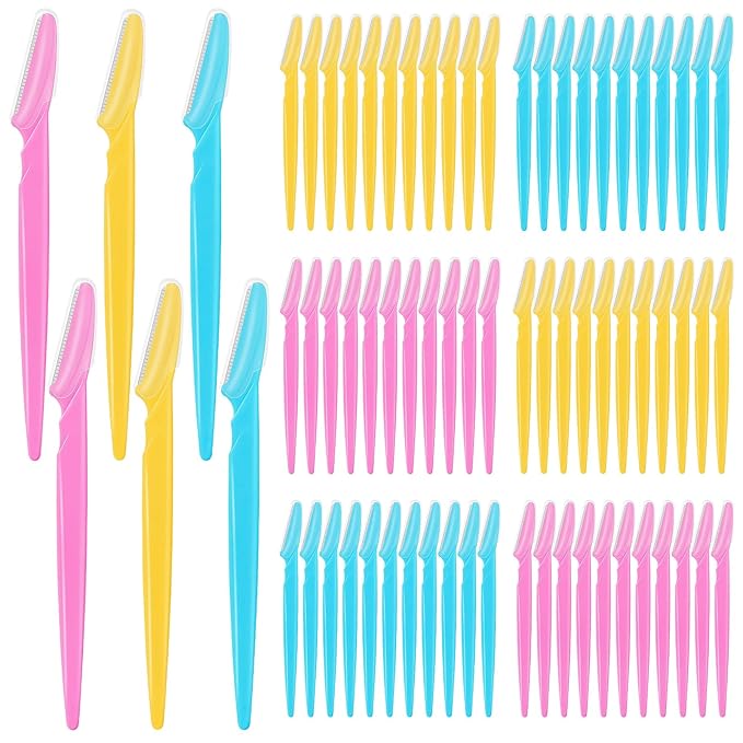 66 Pcs Eyebrow Razors Bulk Multicolor Face Razor Multipurpose Facial Razor Dermaplaning Tool for Women Men Eyebrow Trimmers Shaver with Protective Cover, Hair Removal Tools for Face Body Use