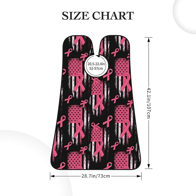 Stretchable Beard Cape, Non-Stick Hair Catcher for Trimming, Waterproof Grooming Apron, Breast Cancer Awareness Pink Ribbon American Flag