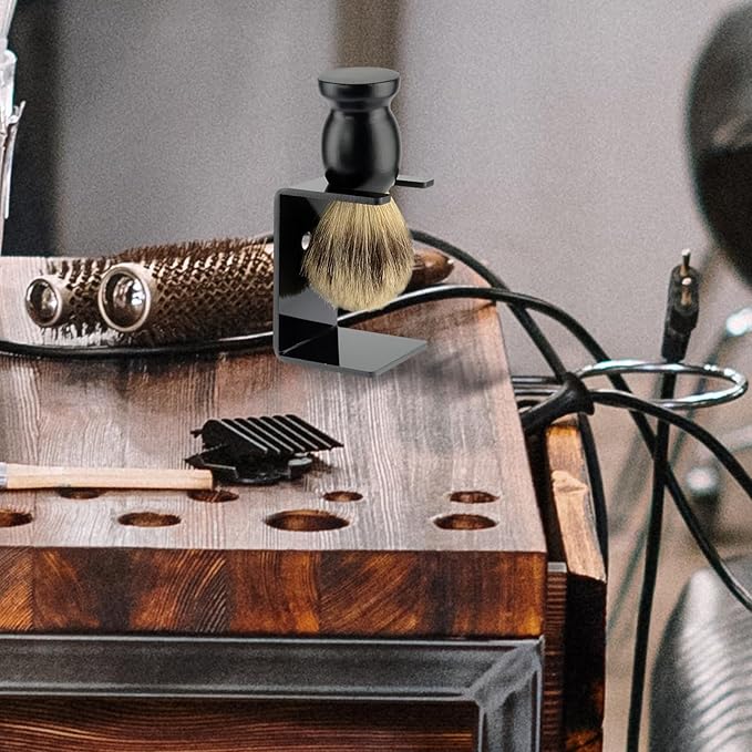 SOIMISS Shaving Brush Holder and Razor Rack, Black Men’s Shaving Stand with Stable Base for Bathroom Razor and Beard Brush Storage