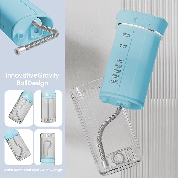 Portable Mini Water Flosser 225ML Long-Lasting Endurance Travel Cordless Oral Irrigator for Gum Care/Implants/Braces (Green(8Tips))