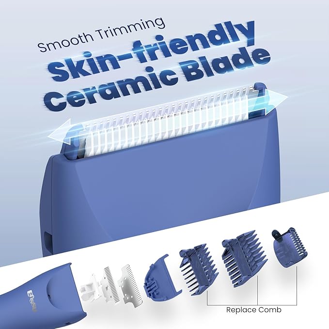 Manscape Trimmer for Men, IPX7 Waterproof Body Hair Trimmer with Ceramic Blade & Spotlight, Rechargeable Electric Groin & Pubic Hair Trimmer, Wet or Dry Use Body Groomer for Legs/Chest