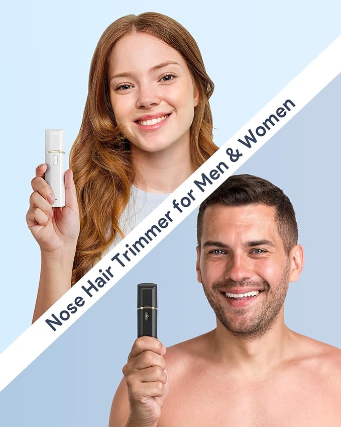 Nose Hair Trimmer for Men & Women, Type-C Rechargeable Nose Hair and Eyebrow Trimmer, Professional Painless, Powerful Motor and Dual-Edge Blades for Smoother Cutting, Black 1PC
